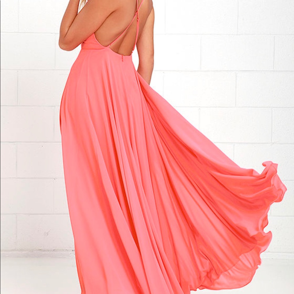 Lulu’s Mythical kinda of love coral maxi dress - Picture 2 of 3